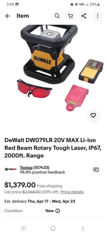 Nivel láser rotativo Dewalt 20v DW079LR Foto 4 de 4