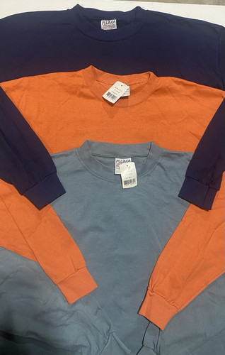 Lot of (3) NWT Pluma Mens Long Sleeve Tee Shirts Crew Neck Vintage NOS