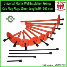Universal Plastic Wall Insulation Fixings Cob Plug Plugs 10mm Length:70 - 260 mm