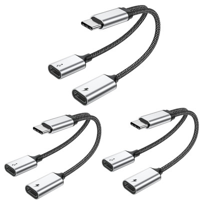 USB C Splitter Y Adapter Stecker auf 2 Buchsen Kabel Dual Typ C für Mac Laptop