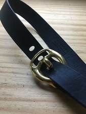 Leather Man Limited Genuine Full Grain Leather Black Belt w/ Solid Buckle Size S