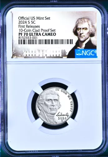 2024 S Proof 5C Nickel 10-clad-coin-set Version NGC PF70 ULTRA CAMEO FR