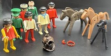 Vintage 1974 Playmobil Geobra Lot Of 12 People Horses Accessories-see Photos