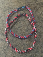 Titanium Sports Necklace 20" Lot of 2 Twisted Red & Black and Red & Blue