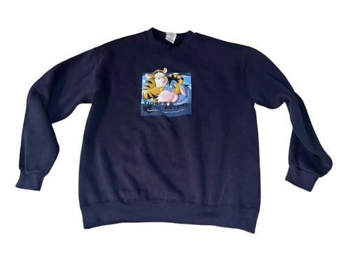 VINTAGE 90's Tigger Disney Store USA MADE Sweatshirt Blue Large Y2K Big Graphic - 第 1/4 張圖片