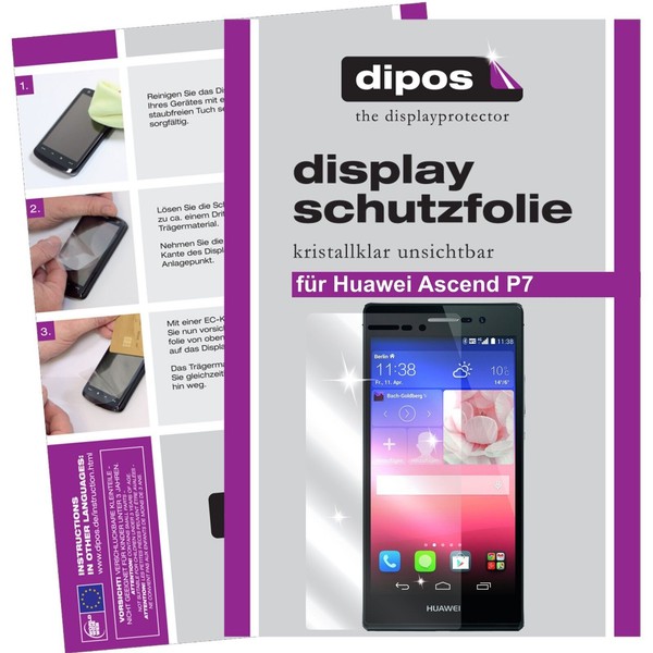 1X Dipos Schutzfolie FüR Huawei Ascend P7 Klare Display Crystalclear Unsichtbar-image