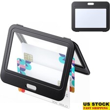 Double-Sided ID Badge Holder Plastic Case Card Protector Office School New