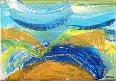 ABSTRAKTES GEMÄLDE ST IVES NIGEL WASSER ORIGINAL ACRYL KUNSTWERK SIGNIERT