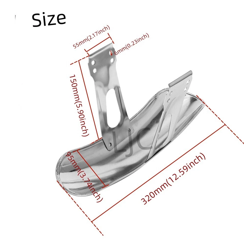 Chrome Aluminum Retro Front Fender Protector Metal Mudguard Fits for Honda GN125 - Image 3 of 4