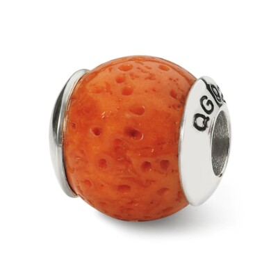 Coral Stone Bead .925 Sterling Silver Antique Reflection Beads