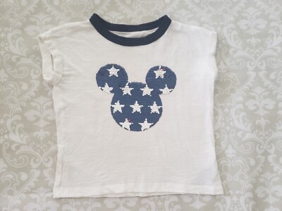 Gap XS 4-5 Girl Mickey Mouse July 4th American Flag Patriotic Flip Sequin Shirt