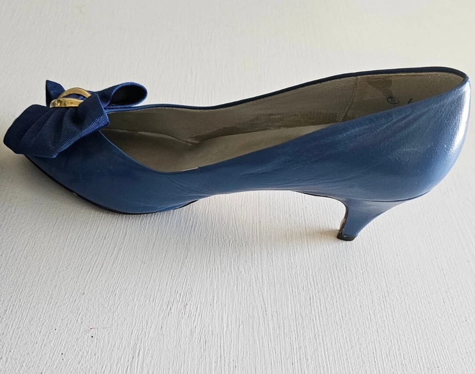 Zapatos de vestir vintage Joyce hechos en Estados Unidos para mujer 6 detalles de lazo azules Foto 4 de 4