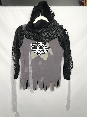 Chasing Fireflies Boys Sz 10 Costume Skeleton Knight Top Shirt Head Cover ONLY