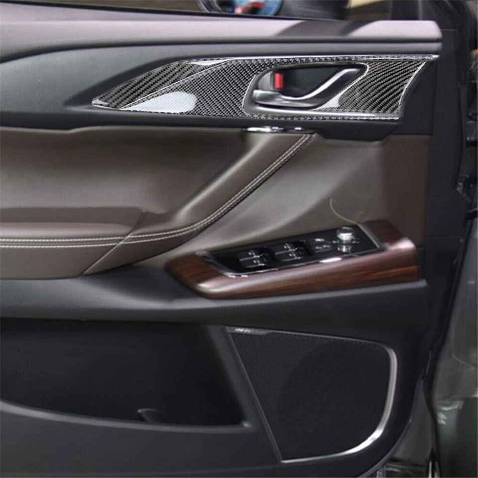 Cubierta de manija de puerta delantera interior de fibra de carbono 6 piezas para Mazda CX-9 2016-2022 Foto 3 de 4