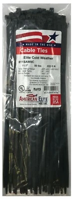 SHERCO-AUTO (100) Black 11" Inch Extreme Cold Weather Nylon Cable Wire Wrap Zip Ties 50 LBS