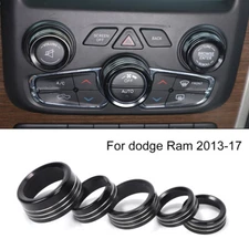 Interior Headlight/Audio Gear Shift Switch Knob Trim for Dodge RAM 2013-17 Black