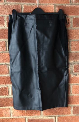 WOMENS BLACK LEATHER LOOK SKIRT F&F (TESCO) SIZE 12