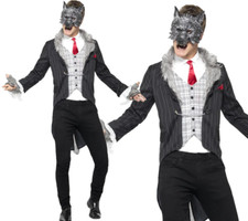 Big Bad Wolf Costume Mens Halloween Fancy Dress Outfit Deluxe Fairytale M-XL