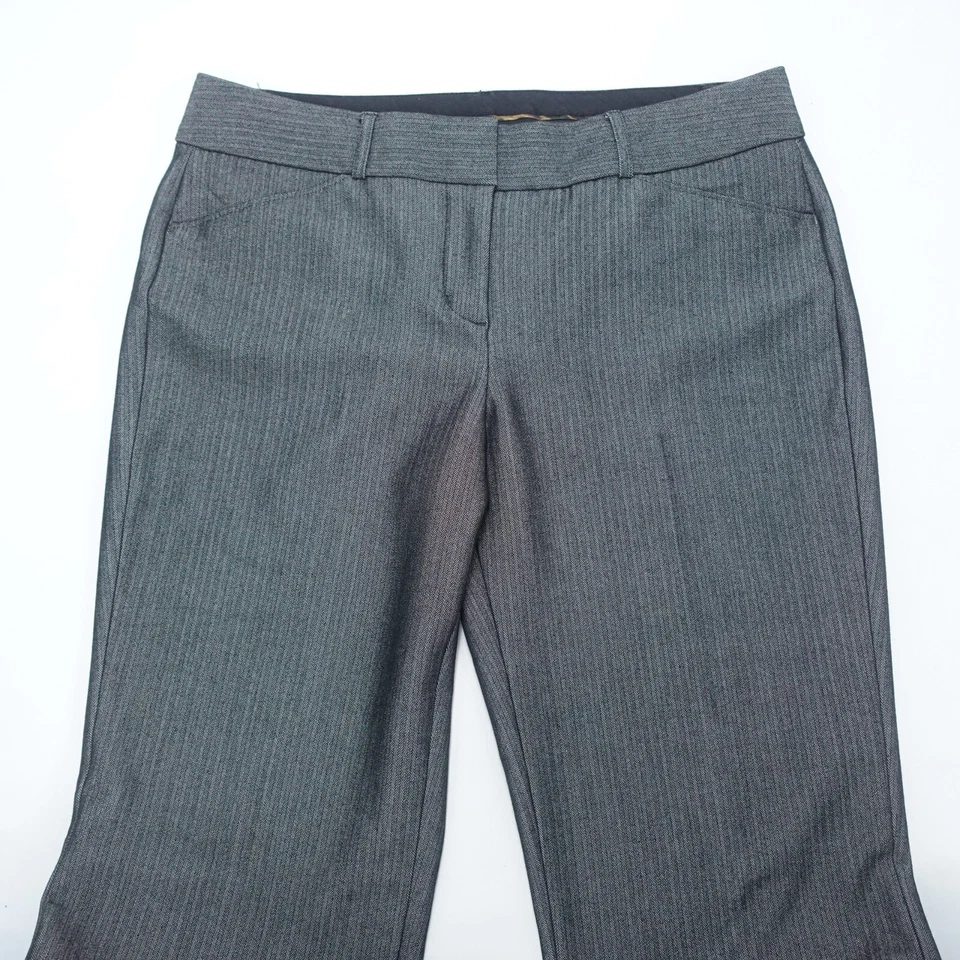 Express Dress Pants Women's 10 Gray Pinstripe Flat Front Slash Pocket Flared Leg - Image 2 of 4
