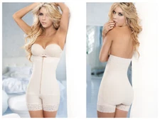 Ann Chery Short Bodysuit Shapewear High Compression Zipper Front Open Bust