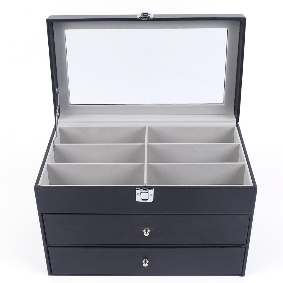 24 Slots 3 Layers Watch Box Leather Display Case Organizer Jewelry