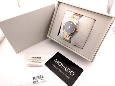 Movado Men's Classic Museum Junior Sport 2-Tone GP/SS Watch; #84.E4.1893 - NIB