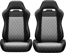 Pair Racing Seats Bucket Reclinable W 2 Lock Sliders Pvc Leather For Nissan