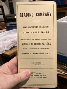 1963 Pennsylvania Railroad Employee Timetables Philadelphia Division