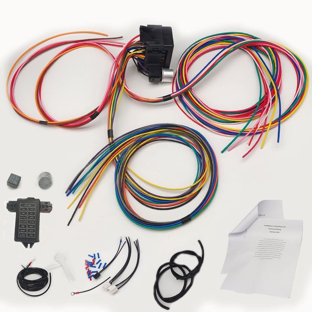 Wiring Harness 14 Circuit Universal,Circuit Wiring Harness Kit 14 Fuse for Stree