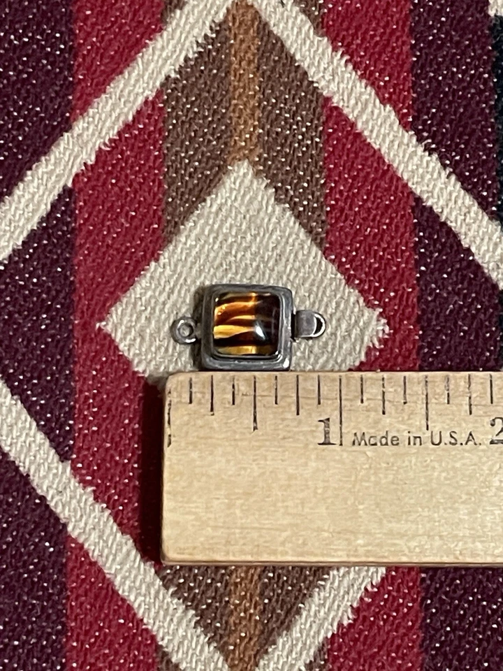 Conector de cierre de caja ojo de tigre de plata de ley 5,00 g piedras preciosas cuadradas Foto 2 de 4