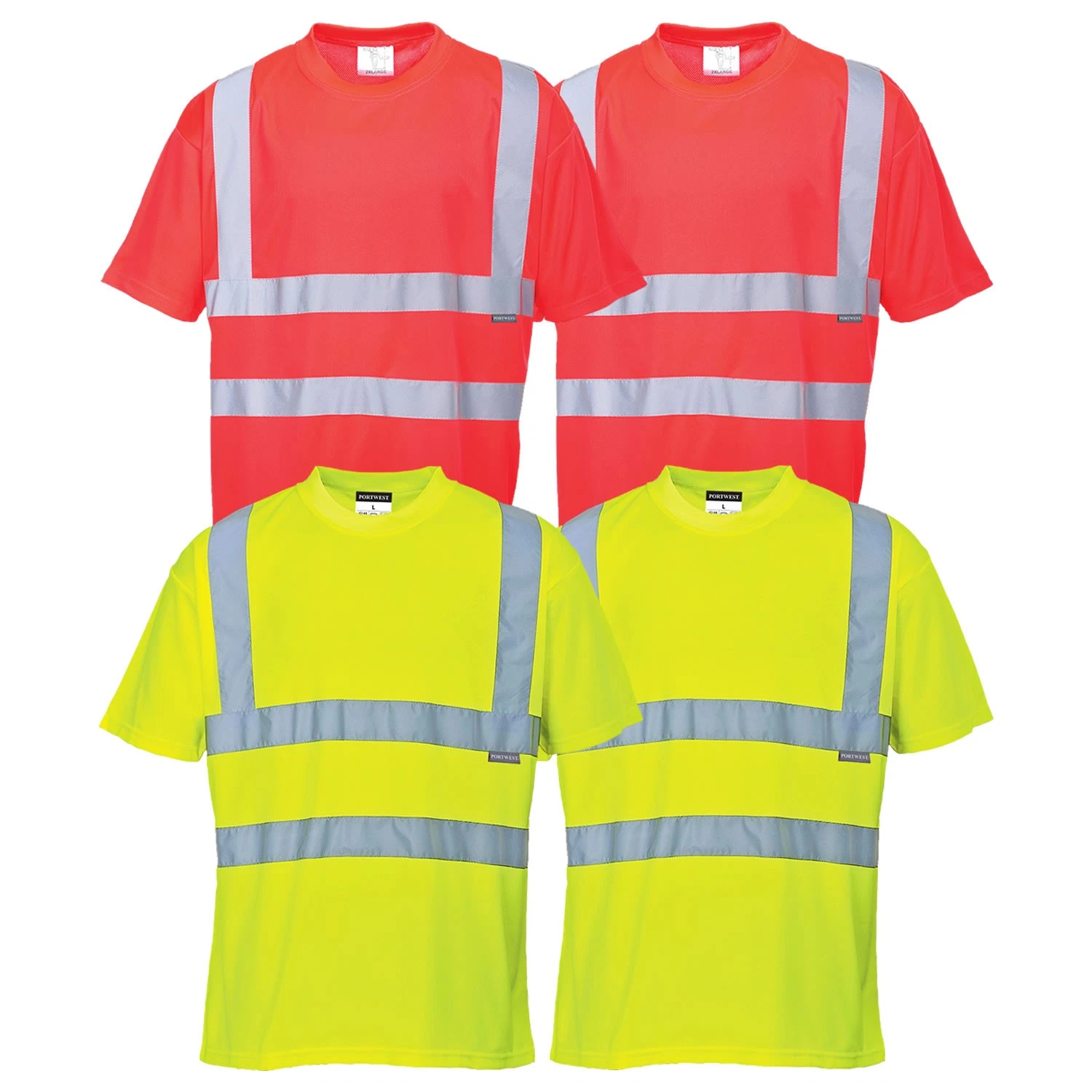 2 x Mens Hi-Vis T-Shirt Lightweight Sports Fabric Breathable 40+ UPF Rated