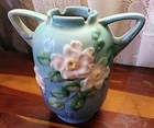 Roseville Pottery Vase WHITE ROSE - Green 7"