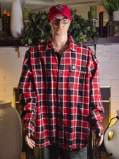 Carhartt Flannel Shirt Men  s 2XL Hubbard Button Up Plaid Red Workwear
