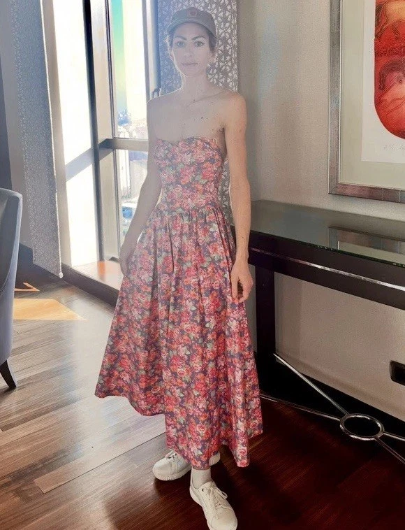 Vintage Laura Ashley Extra Pequeño Corpiño Deshuesado Vestido de Sol Rosa Foto 3 de 3