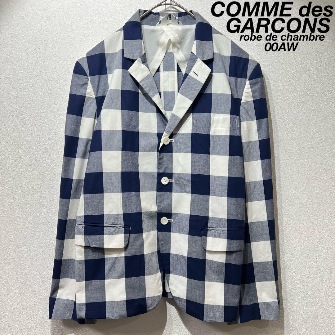00s robe de chambre コムデギャルソン ライダースジャケット Rare 2000 Robe de Chambre Comme des Garcons Check Tailored