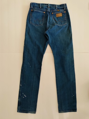 Wrangler 13MWZ Mens 32x35* Cowboy Cut Straight Distressed Cotton Blue Jeans - Picture 10 of 18
