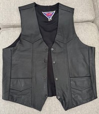 MOB Black Genuine Leather Motorcycle Vest size Large Vintage used