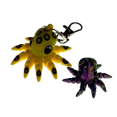Octopus Articulated Keychain Clip 3D Printed USA Figure Fidget Toy Gift