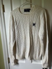 Polo Ralph Lauren Vintage Womens Mid 80  s 100 Cotton White Sweater Small