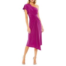 Mac Duggal A-Line One Shoulder Midi Length Dress Size 2 NWOT 