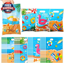100 Pieces Summer Party Favor Bags Beach Party End of Year Gifts Bags Plastic Su