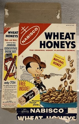 1960s Nabisco  Wheat Honeys Cereal Box Tootsie Roll