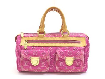 Louis Vuitton M95214 Monogram Denim Fuchsia Neo Speedy Boston Bag