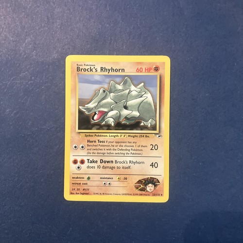 Pokemon TCG Brock's Rhyhorn 22/132 Gym Heroes Rare Unlimited Regular English NM
