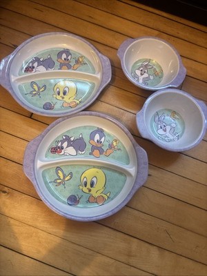 Kids- Tiny Toons -Sylvester Tweety and Daffy Includes 2 Bowls And 2 Plates