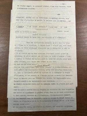 Pierre Bénard Directeur Canard Enchaîné 1945 Rarissime Tapuscrit De Gaulle WW2 - Photo 1/4