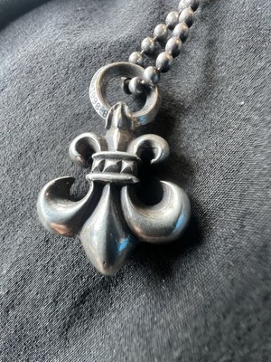 Chrome hearts 925 Fleur-de-Lis Charm Pendant Ball/Bead Chain Necklace