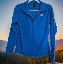 THE NORTH FACE Women's Size M Blue TKA 100 Glacier 1/4 Zip Fleece Pullover - GUC