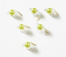 Haarschmuck - 6 Haarspiralen Curlies mit  Perlen in der Farbe lindgrün - Brautsc