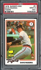 1978 Topps Burger King - Dave Rozema #5 (RC) PSA 9